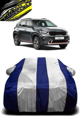 FRONCH Car Cover For Kia Sonet (With Mirror Pockets)(White, Blue)