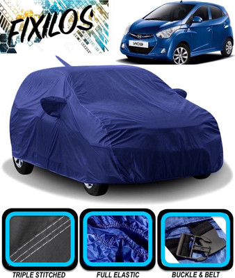 FIXILOS Car Cover For Hyundai Eon (With Mirror Pockets)(Blue)