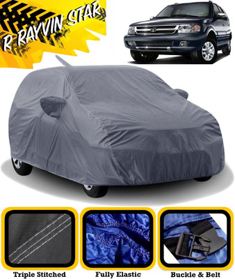 R Rayvin Star Car Cover For Tata Safari Dicor (With Mirror Pockets)(Grey)