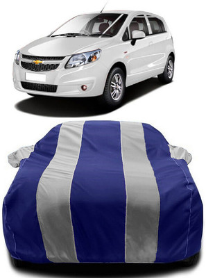 Autoprime Car Cover For Chevrolet UVA (With Mirror Pockets)(White, Blue)