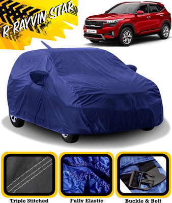 R Rayvin Star Car Cover For Kia SELTOS (With Mirror Pockets)(Blue)