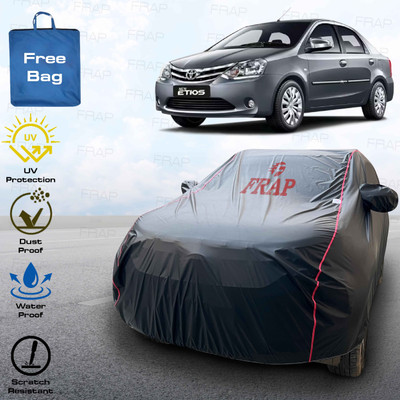 Frap Car Cover For Toyota Etios, Etios G, Etios GD, Etios J, Etios JD (With Mirror Pockets)(Black, Red)