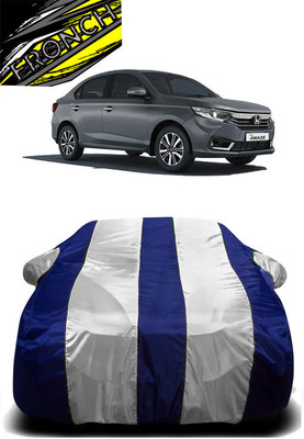 FRONCH Car Cover For Honda Amaze V CVT Diesel (With Mirror Pockets)(White, Blue)