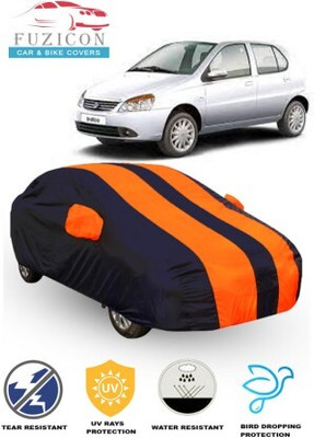 FUZICON Car Cover For Tata Indica V2 (With Mirror Pockets)(Orange, Blue)