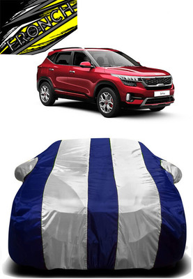 FRONCH Car Cover For Kia Seltos GTK 1.4 (With Mirror Pockets)(White, Blue)