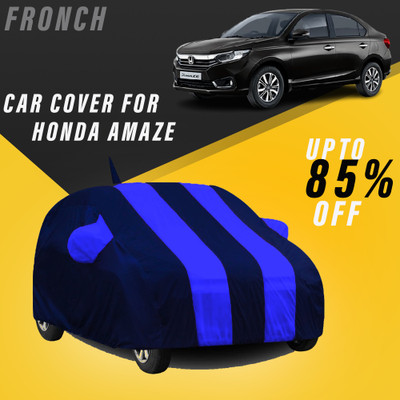 FRONCH Car Cover For Honda Amaze (With Mirror Pockets)(Blue)