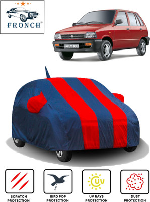 FRONCH Car Cover For Maruti Suzuki 800 (With Mirror Pockets)(Red, Blue)