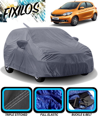 FIXILOS Car Cover For Tata Tiago (With Mirror Pockets)(Grey)