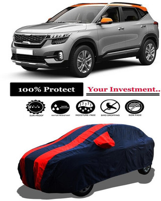 Amexride Car Cover For Kia Seltos HTX 1.5 Diesel Dual Tone (With Mirror Pockets)(Red)