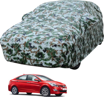 MOCKHE Car Cover For Hyundai Fluidic Verna (With Mirror Pockets)(Multicolor)