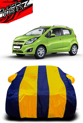J S R Car Cover For Chevrolet Beat (With Mirror Pockets)(Yellow, Blue)