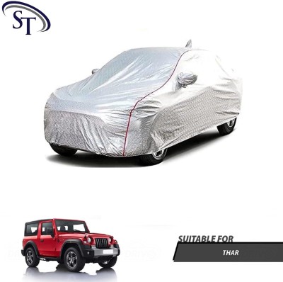 SHOBHNATH TRADING Car Cover For Mahindra Thar (With Mirror Pockets)(Silver)