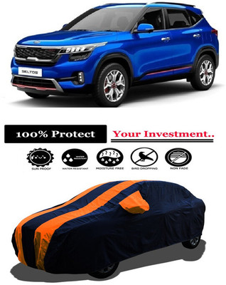 Amexride Car Cover For Kia Seltos GTX Plus DCT Petrol (With Mirror Pockets)(Orange)