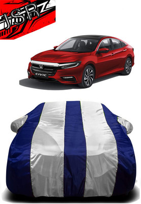 J S R Car Cover For Honda Civic Sedan Touring (With Mirror Pockets)(White, Blue)