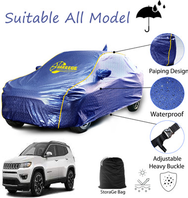 GARREGE Car Cover For Jeep Compass (With Mirror Pockets)(Blue, For 2018, 2019, 2020, 2021, 2022 Models)