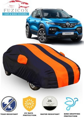 FUZICON Car Cover For Renault Kiger (With Mirror Pockets)(Orange, Blue)