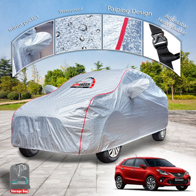 AUTOCOZEN Car Cover For Toyota Glanza (With Mirror Pockets)(Silver)