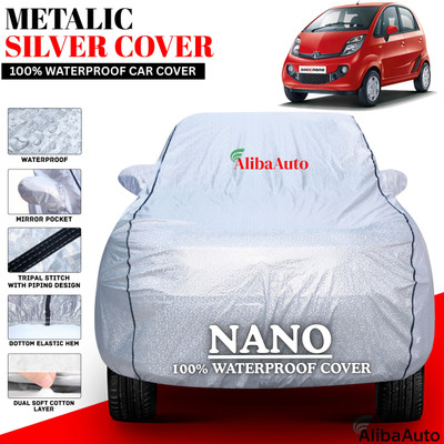 AlibaAuto Car Cover For Tata Nano (With Mirror Pockets)(Silver, Black, For 2019, 2020, 2021, 2022, 2023, 2024 Models)