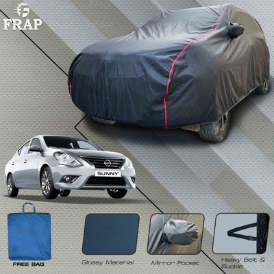 Frap Car Cover For Nissan Sunny (With Mirror Pockets)(Grey, Red)