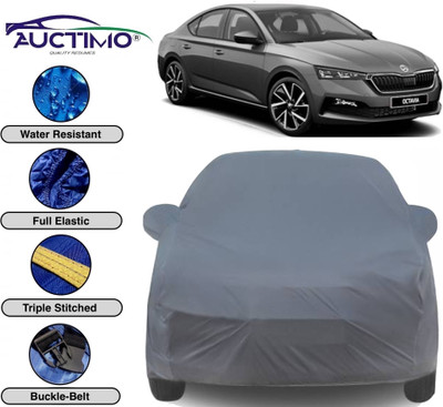 AUCTIMO Car Cover For Skoda Octavia (With Mirror Pockets)(Grey)