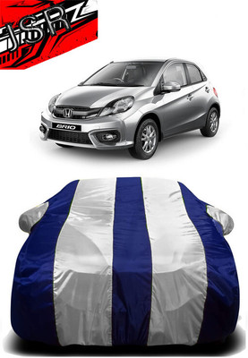 J S R Car Cover For Honda Brio (With Mirror Pockets)(White, Blue)