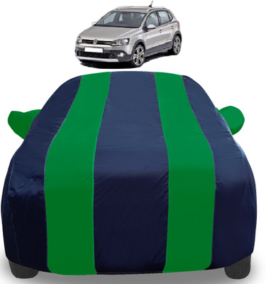 Auto Hub Car Cover For Volkswagen Polo Cross (With Mirror Pockets)(Green)