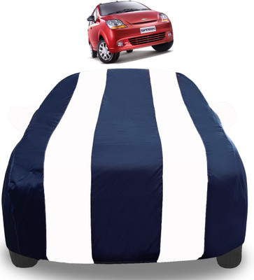Auto Hub Car Cover For Chevrolet Spark (With Mirror Pockets)(White)
