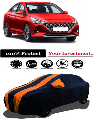 Amexride Car Cover For Hyundai Verna Facelift (With Mirror Pockets)(Orange)