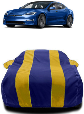 Autoprime Car Cover For Tesla Model X Electric(Battery) (With Mirror Pockets)(Yellow, Blue)