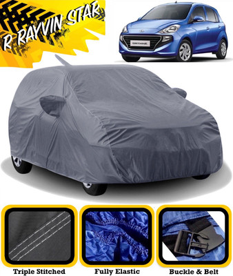 R Rayvin Star Car Cover For Hyundai Santro 1.0i (With Mirror Pockets)(Grey)