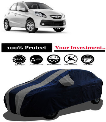 Amexride Car Cover For Honda Brio VX O (With Mirror Pockets)(Grey)