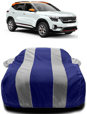 Autoprime Car Cover For Kia Seltos GTX AT 1.4 Dual Tone (With Mirror Pockets)(White, Blue)