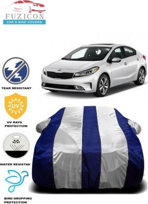 FUZICON Car Cover For Kia Cerato (With Mirror Pockets)(White, Blue)