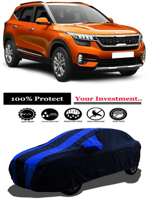 Amexride Car Cover For Kia Seltos HTX CVT 1.5 Dual Tone (With Mirror Pockets)(Multicolor)
