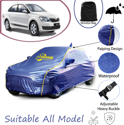 GARREGE Car Cover For Skoda New Rapid (With Mirror Pockets)(Blue, For 2021, 2022, 2023, 2024 Models)