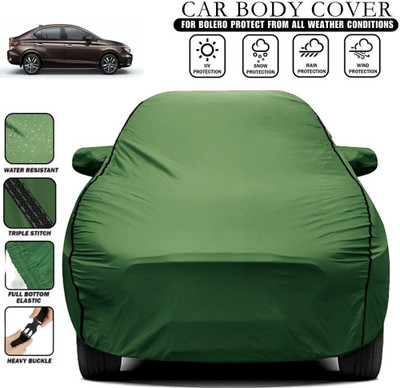 THE REAL ARV Car Cover For Honda City i DTec SV, City i VTEC CVT VX, City i VTEC E, City i VTEC S, City i-Dtec, City i-DTEC SV Diesel, City i-Vtec (With Mirror Pockets)(Green)