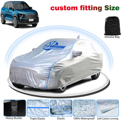 GARREGE Car Cover For Hyundai Creta 2020 (With Mirror Pockets)(Silver, Grey, For 2020, 2021, 2022, 2023, 2024 Models)