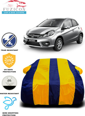 FUZICON Car Cover For Honda Brio (With Mirror Pockets)(Yellow, Blue)