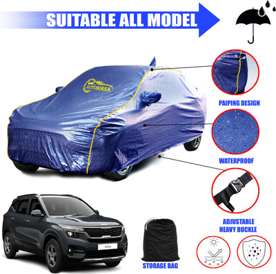AUTOBIRSA Car Cover For Kia SELTOS (With Mirror Pockets)(Blue)