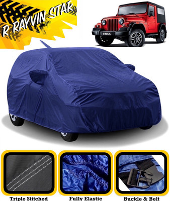R Rayvin Star Car Cover For Mahindra Thar (With Mirror Pockets)(Blue)