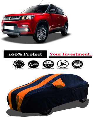 Amexride Car Cover For Maruti Suzuki Grand Vitara ZDi Plus Dual Tone (With Mirror Pockets)(Orange)