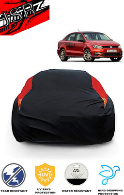 J S R Car Cover For Volkswagen Vento (With Mirror Pockets)(Red, Black)