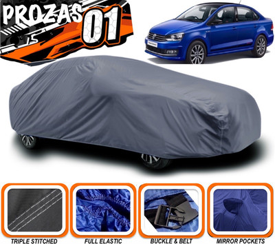 prozas Car Cover For Volkswagen Vento (With Mirror Pockets)(Grey)