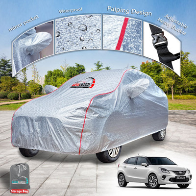 AUTOCOZEN Car Cover For Toyota Glanza G (With Mirror Pockets)(Silver)