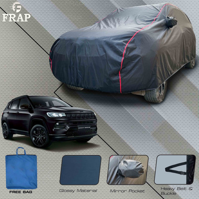 Frap Car Cover For Jeep Compass (With Mirror Pockets)(Grey, Red)