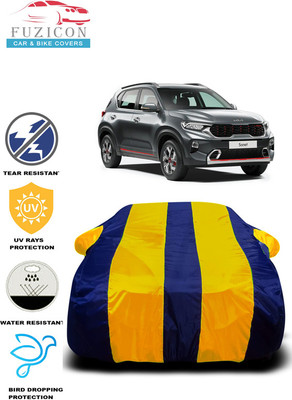 FUZICON Car Cover For Kia Sonet (With Mirror Pockets)(Yellow, Blue)