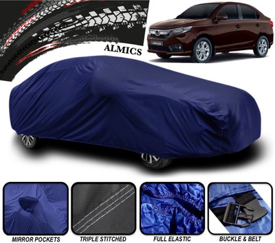 ALMICS Car Cover For Honda Amaze (With Mirror Pockets)(Blue)