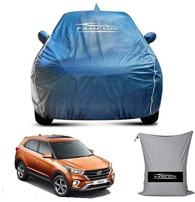 FAMEXON Car Cover For Hyundai Creta (With Mirror Pockets)(Blue, For 2018, 2019, 2020, 2021 Models)