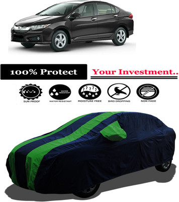 Amexride Car Cover For Honda City i DTec V (With Mirror Pockets)(Green)