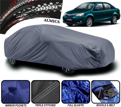ALMICS Car Cover For Toyota Etios (With Mirror Pockets)(Grey)